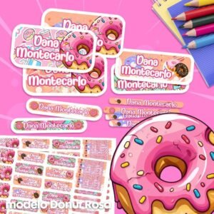 Donut Rosa - Etiquetas Personalizadas