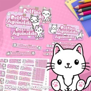 Gatito Blanco - Etiquetas Personalizadas