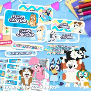 Bluey y Amigos - Etiquetas Personalizadas